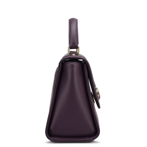 Small Plain Leather Satchel - Grapevine