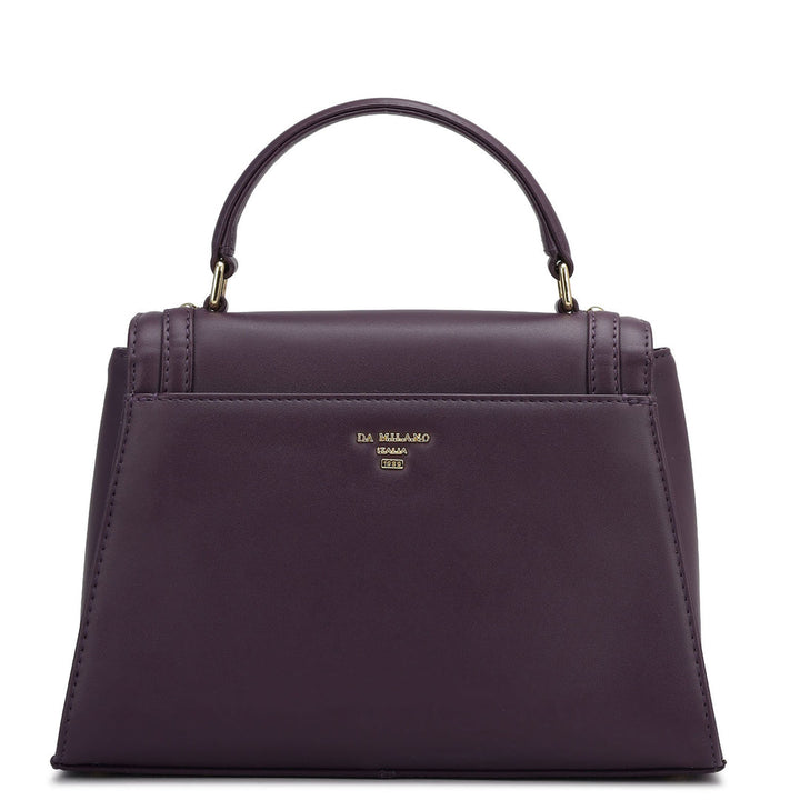 Small Plain Leather Satchel - Grapevine