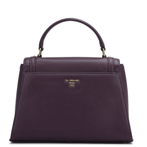 Small Plain Leather Satchel - Grapevine
