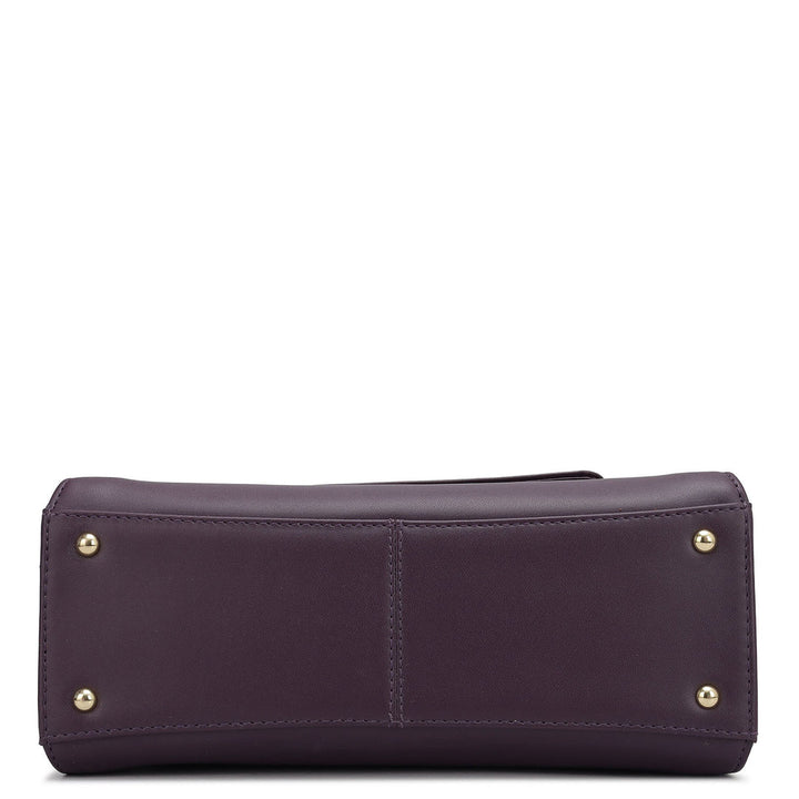 Small Plain Leather Satchel - Grapevine