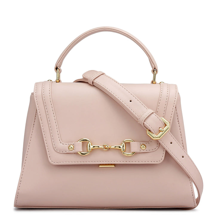 Small Plain Leather Satchel - Pink