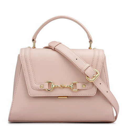 Small Plain Leather Satchel - Pink