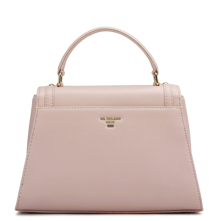 Small Plain Leather Satchel - Pink