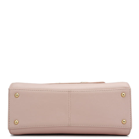 Small Plain Leather Satchel - Pink