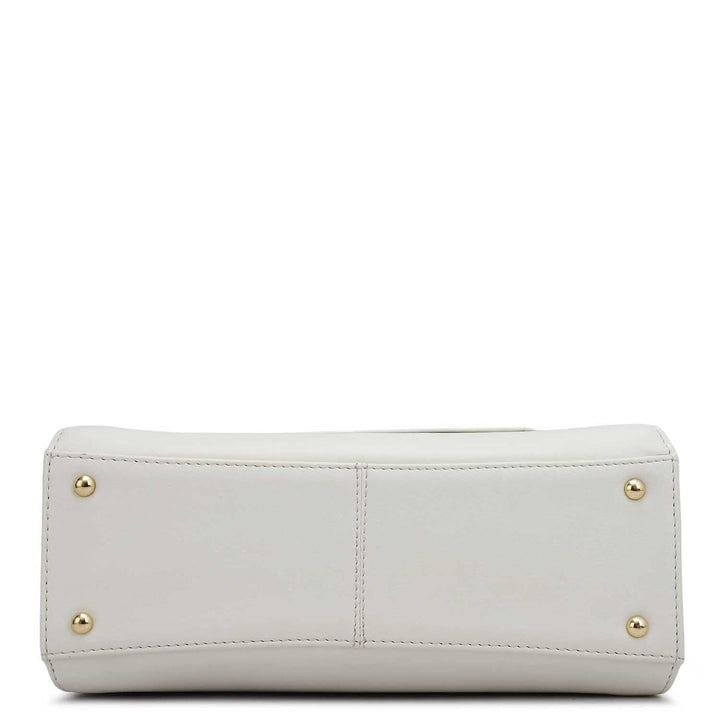 Small Plain Leather Satchel - Snow