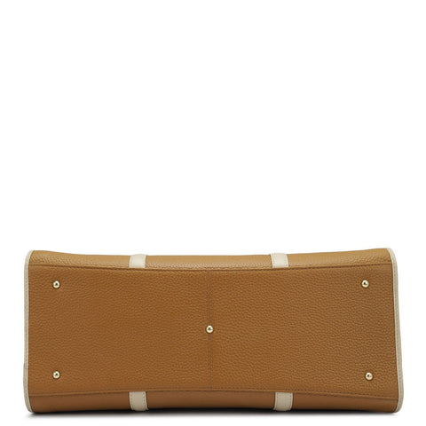 Large  Wax Leather Satchel - Caramel