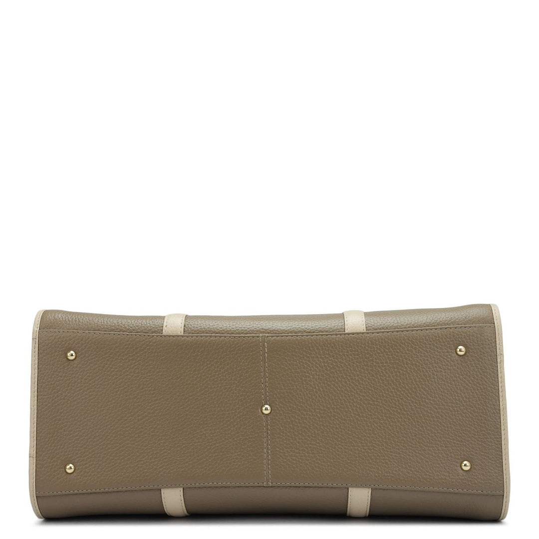 Large Wax Leather Satchel - Greyish Taupe