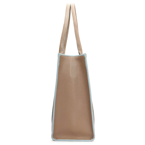 Oversized Wax Leather Book Tote - Greyish Taupe