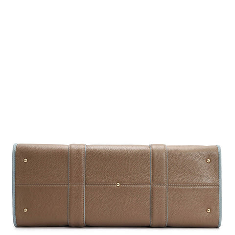 Oversized Wax Leather Book Tote - Greyish Taupe