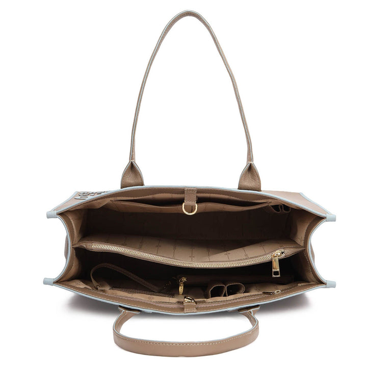 Oversized Wax Leather Book Tote - Greyish Taupe