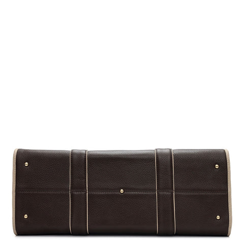 Oversized Wax Leather Book Tote - Chocolate