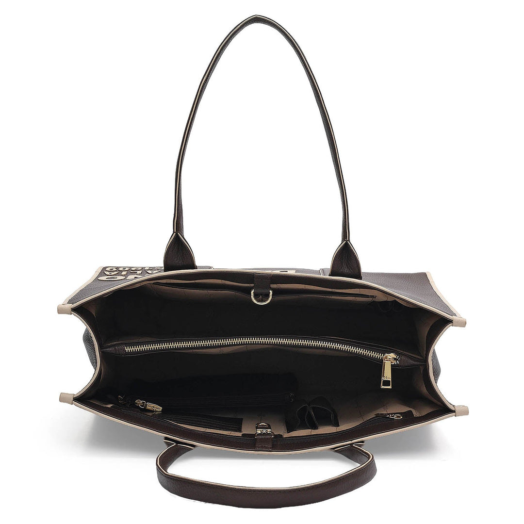 Oversized Wax Leather Book Tote - Chocolate