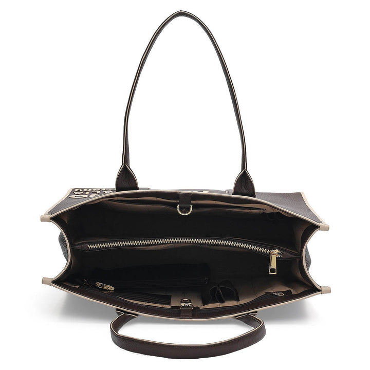 Oversized Wax Leather Book Tote - Chocolate