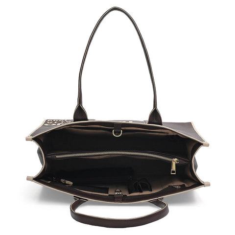 Oversized Wax Leather Book Tote - Chocolate