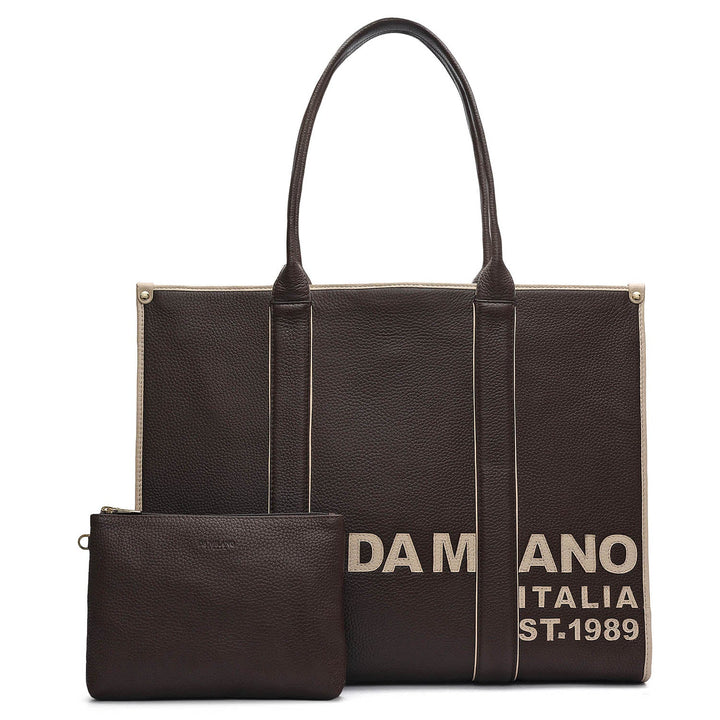 Oversized Wax Leather Book Tote - Chocolate