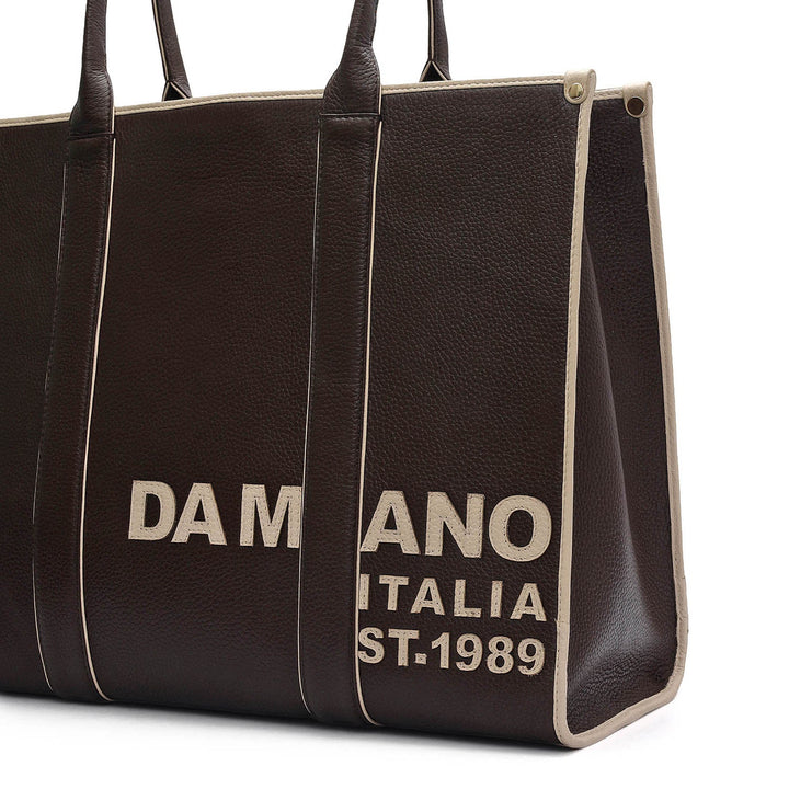 Oversized Wax Leather Book Tote - Chocolate