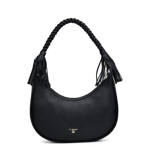 Small Wax Leather Baguette - Black