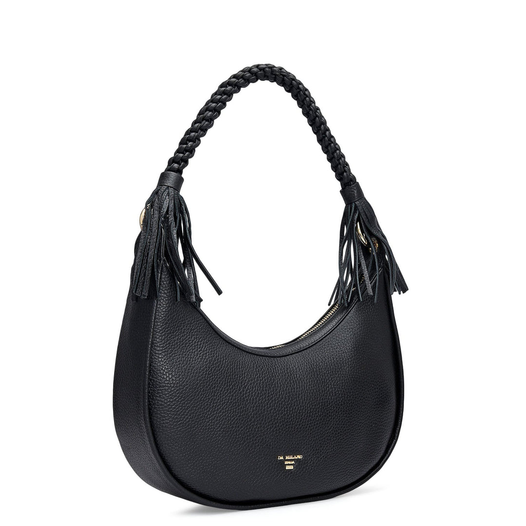 Small Wax Leather Baguette - Black