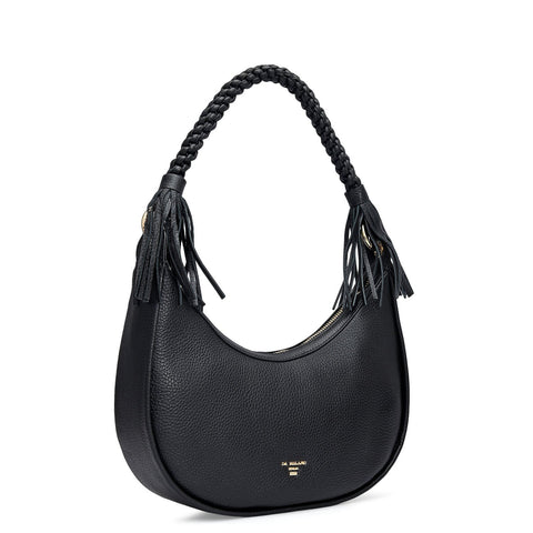 Small Wax Leather Baguette - Black