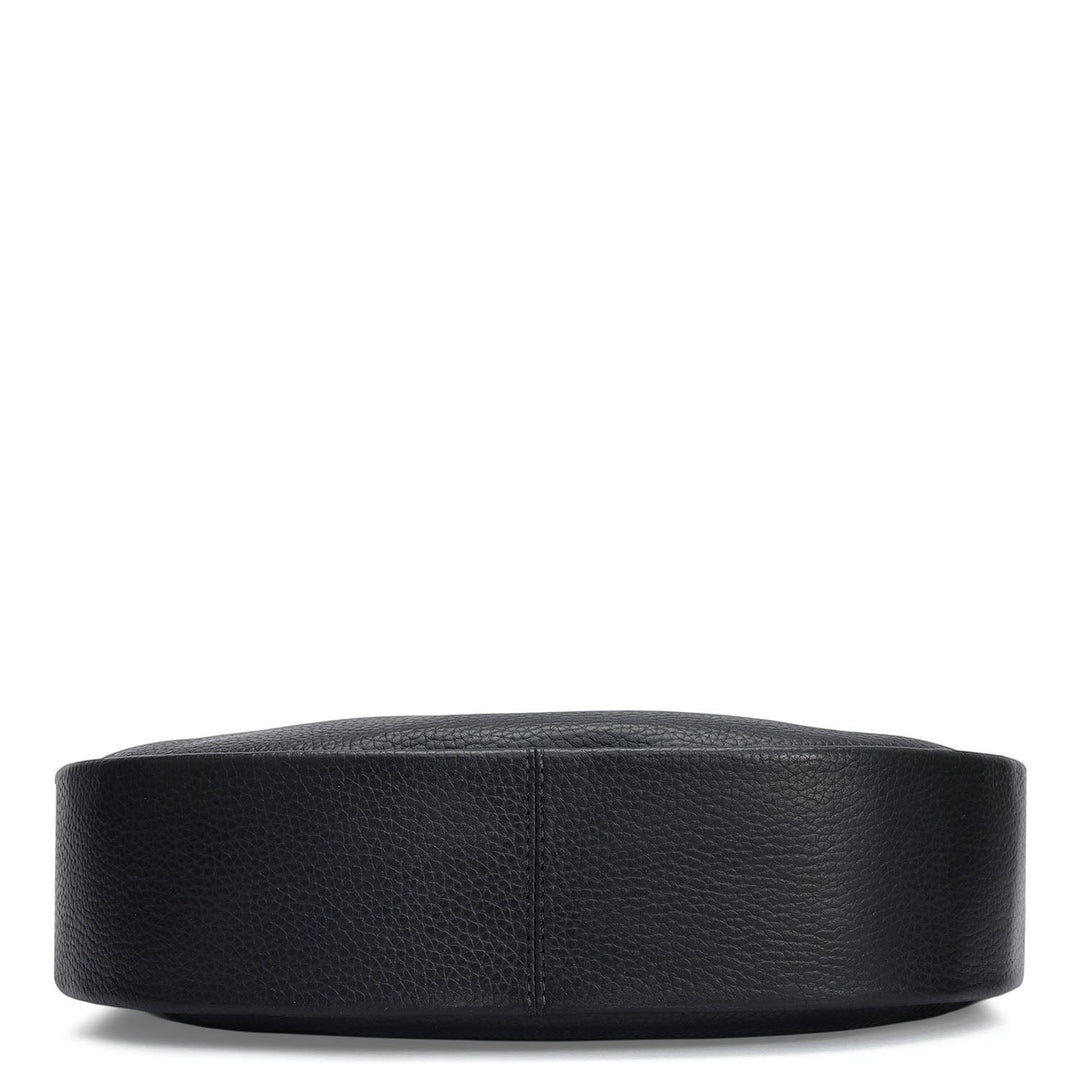 Small Wax Leather Baguette - Black