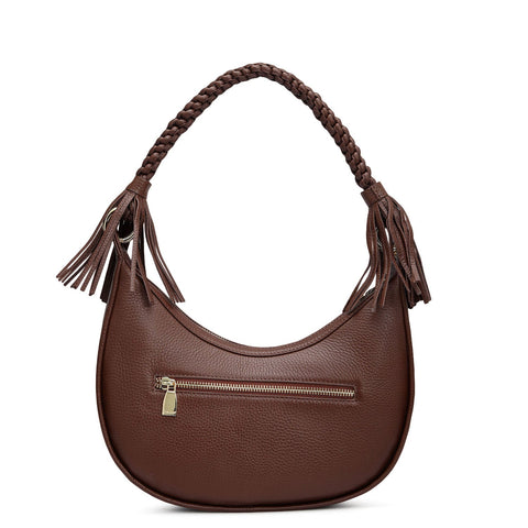 Small Wax Leather Baguette - Espresso