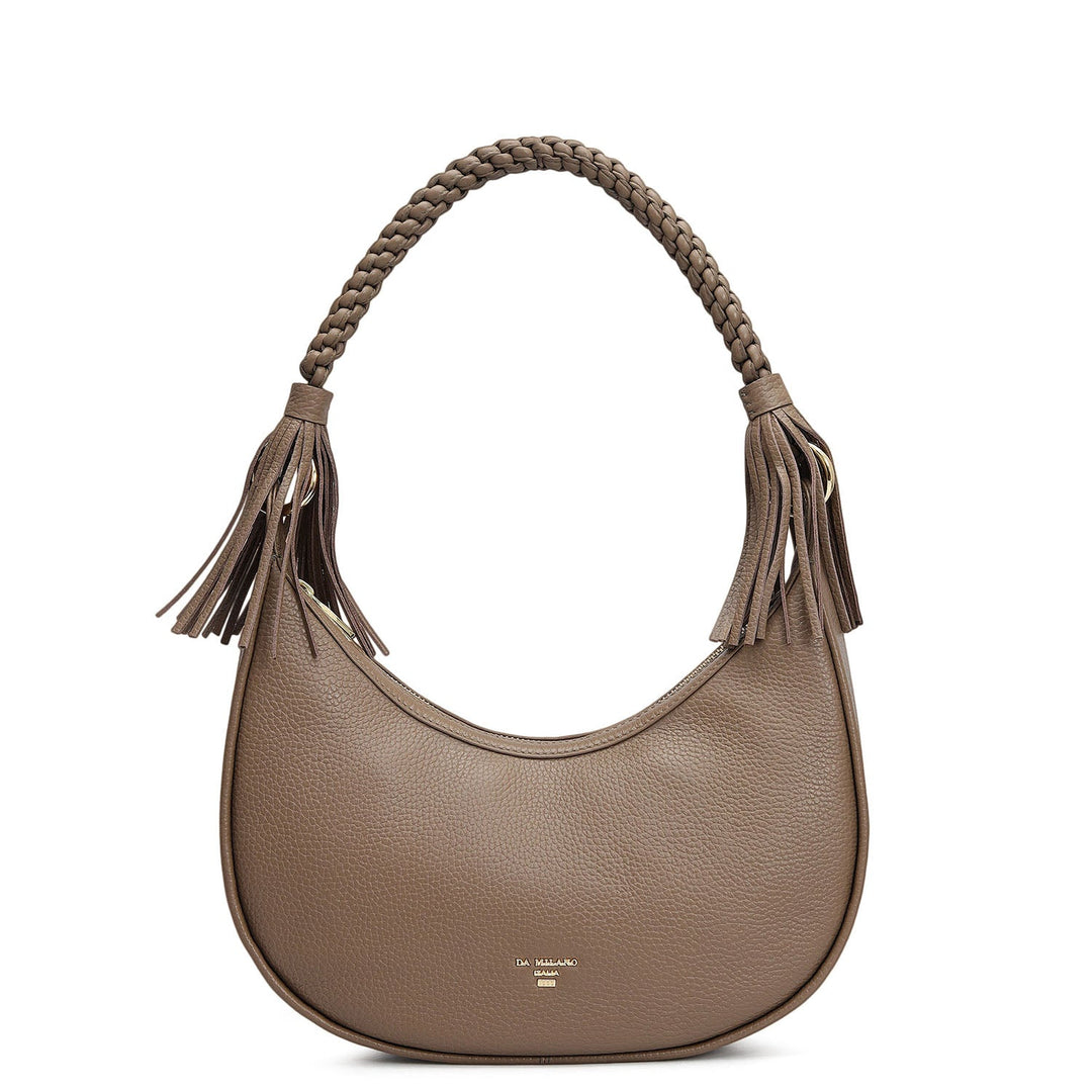 Small Wax Leather Baguette - Greyish Taupe