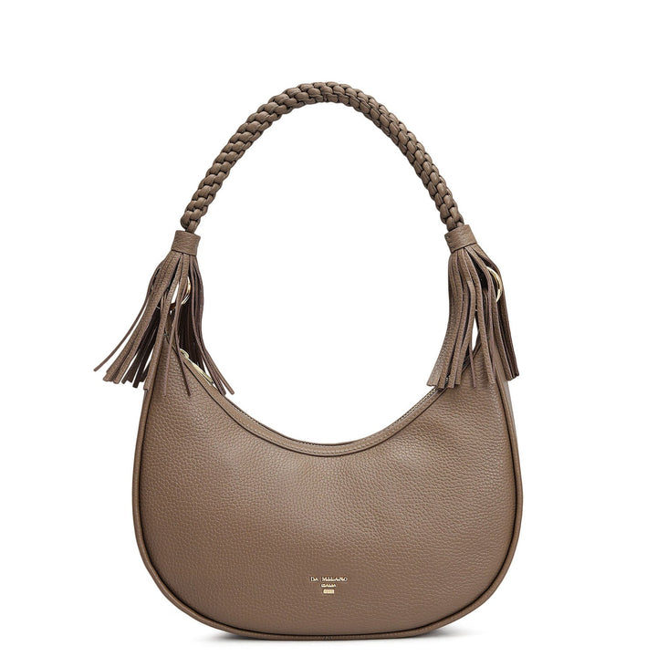 Small Wax Leather Baguette - Greyish Taupe