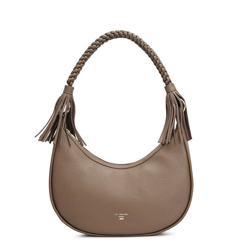 Small Wax Leather Baguette - Greyish Taupe