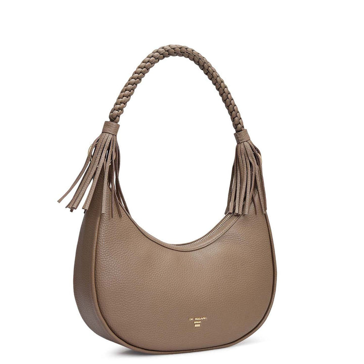 Small Wax Leather Baguette - Greyish Taupe