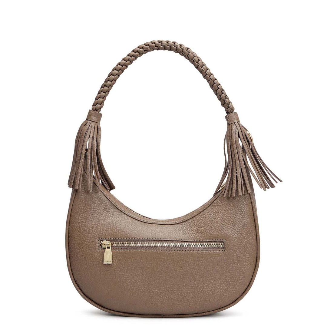 Small Wax Leather Baguette - Greyish Taupe