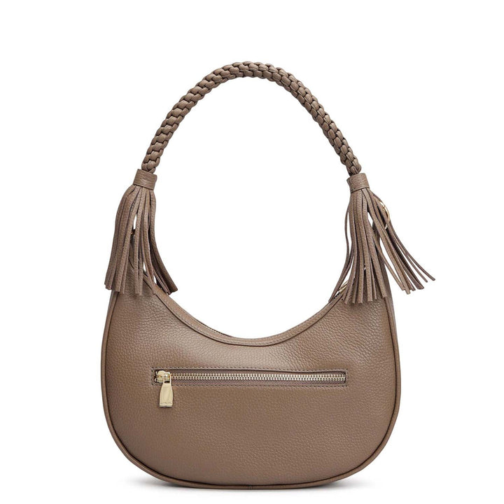 Small Wax Leather Baguette - Greyish Taupe