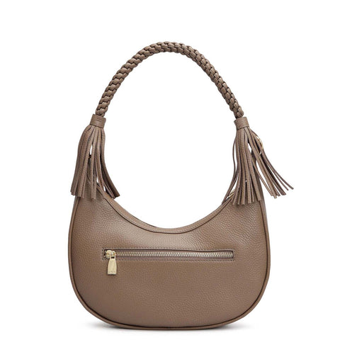 Small Wax Leather Baguette - Greyish Taupe