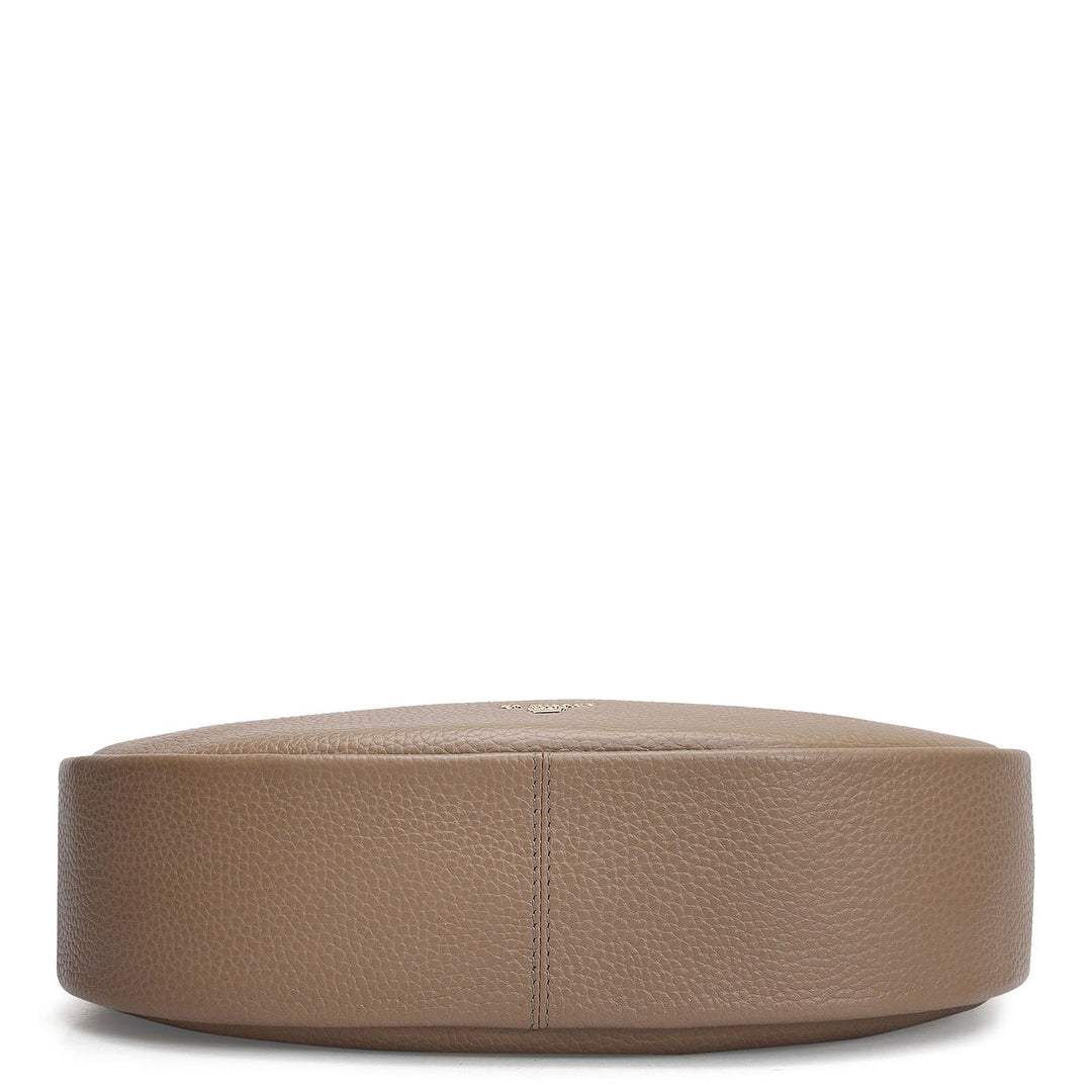 Small Wax Leather Baguette - Greyish Taupe