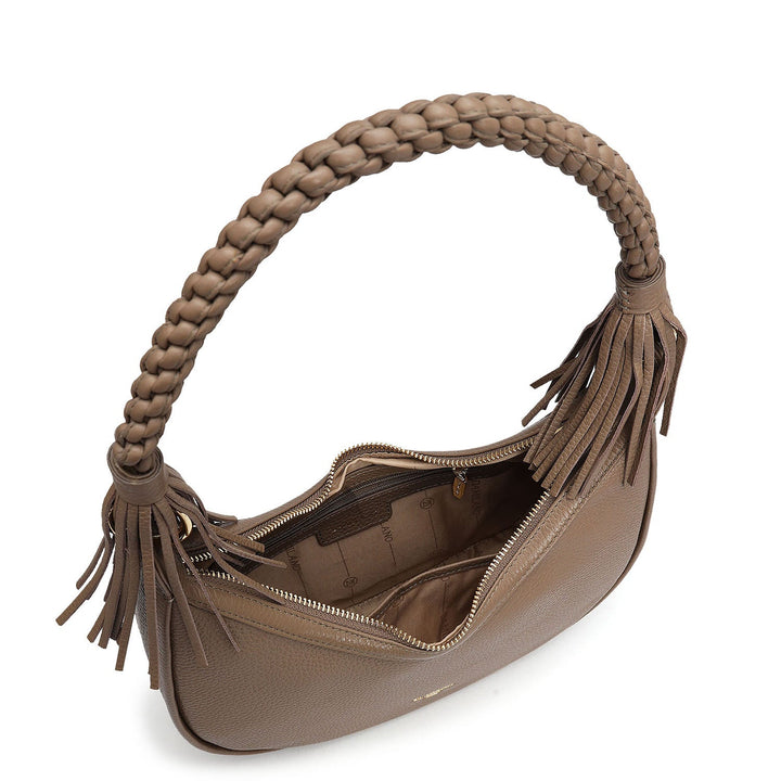 Small Wax Leather Baguette - Greyish Taupe