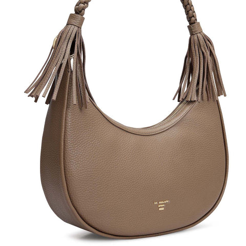 Small Wax Leather Baguette - Greyish Taupe