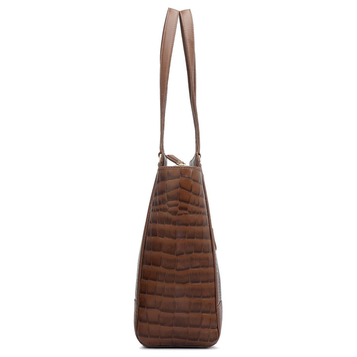 Large Croco Franzy Leather Tote - Date