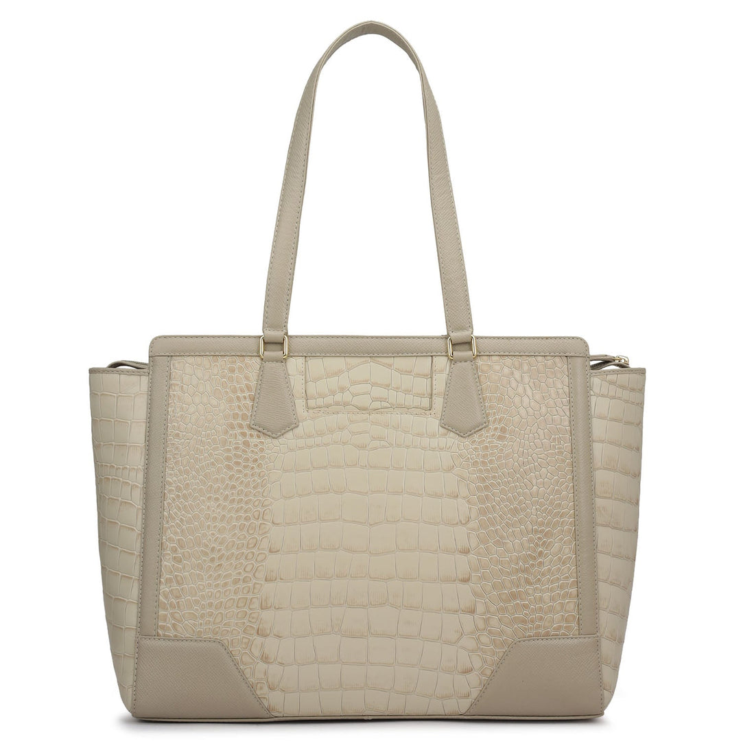 Large Croco Franzy Leather Tote - Frost