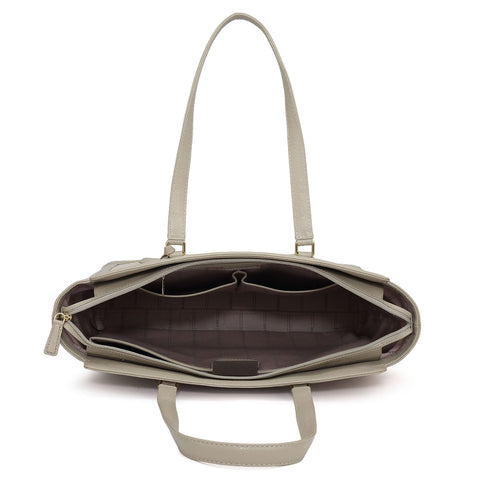 Large Croco Franzy Leather Tote - Frost