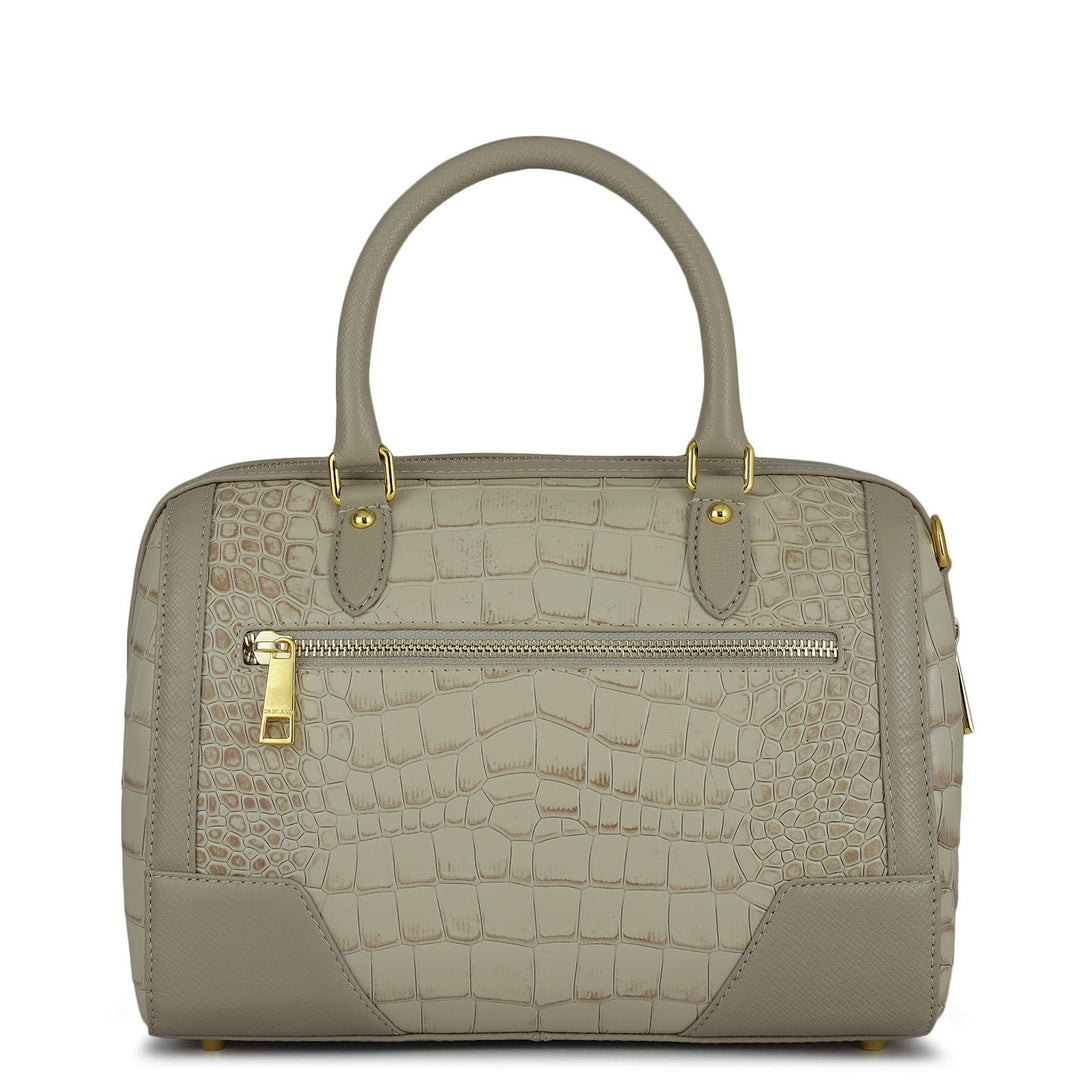 Medium Croco Franzy Leather Satchel - Frost