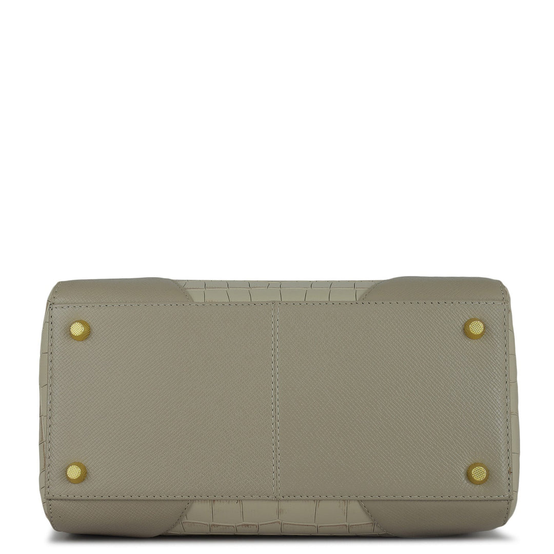 Medium Croco Franzy Leather Satchel - Frost