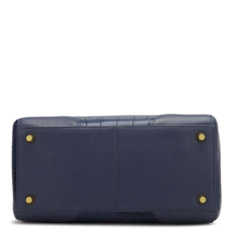 Medium Croco Franzy Leather Satchel - Stardust