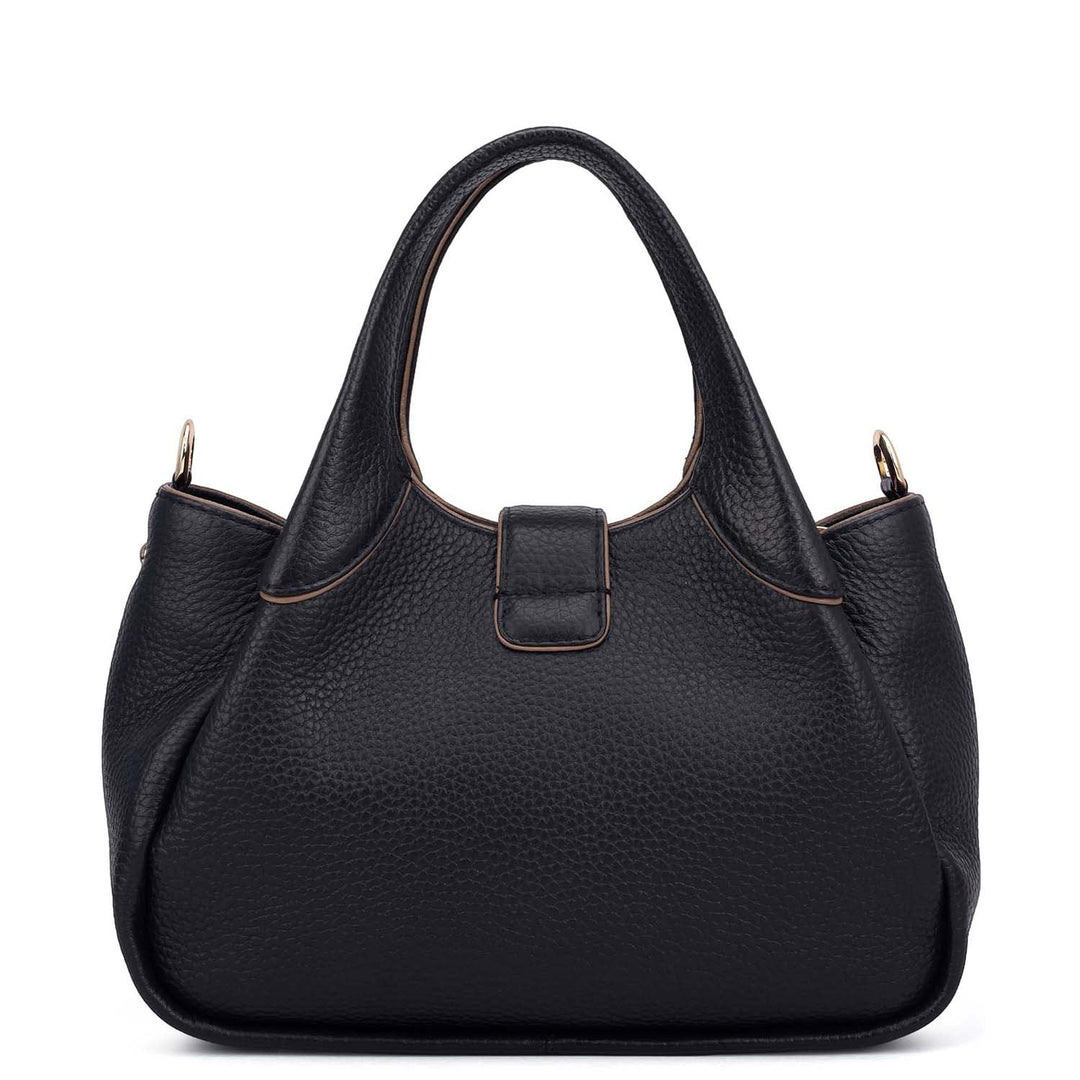 Small Wax Leather Satchel - Black