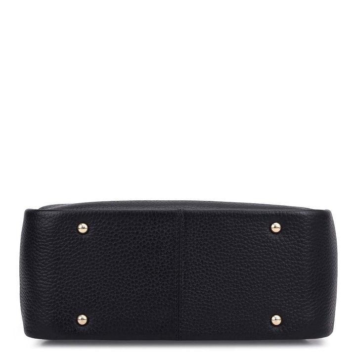 Small Wax Leather Satchel - Black