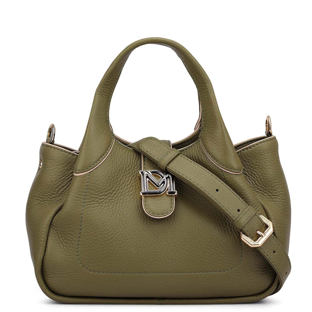 Small Wax Leather Satchel - Fern