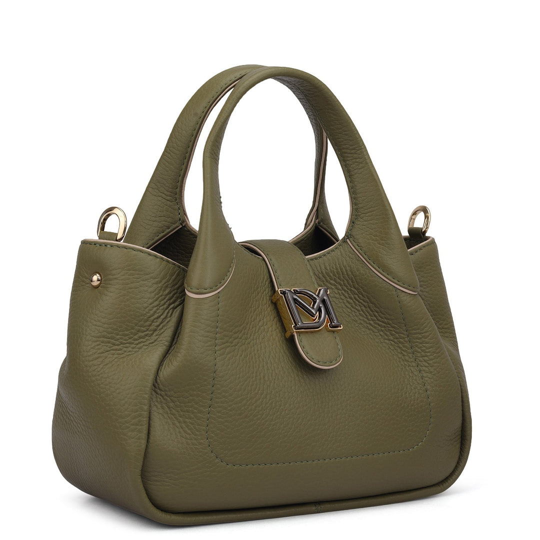 Small Wax Leather Satchel - Fern