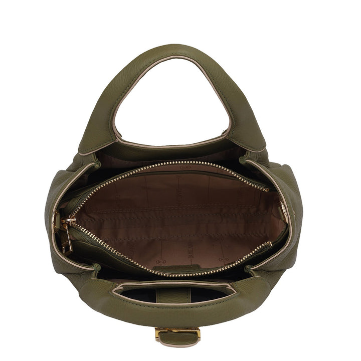 Small Wax Leather Satchel - Fern