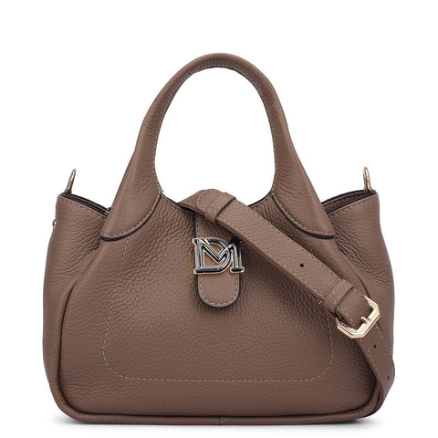 Small Wax Leather Satchel - Greyish Taupe