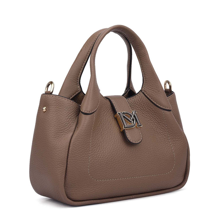 Small Wax Leather Satchel - Greyish Taupe