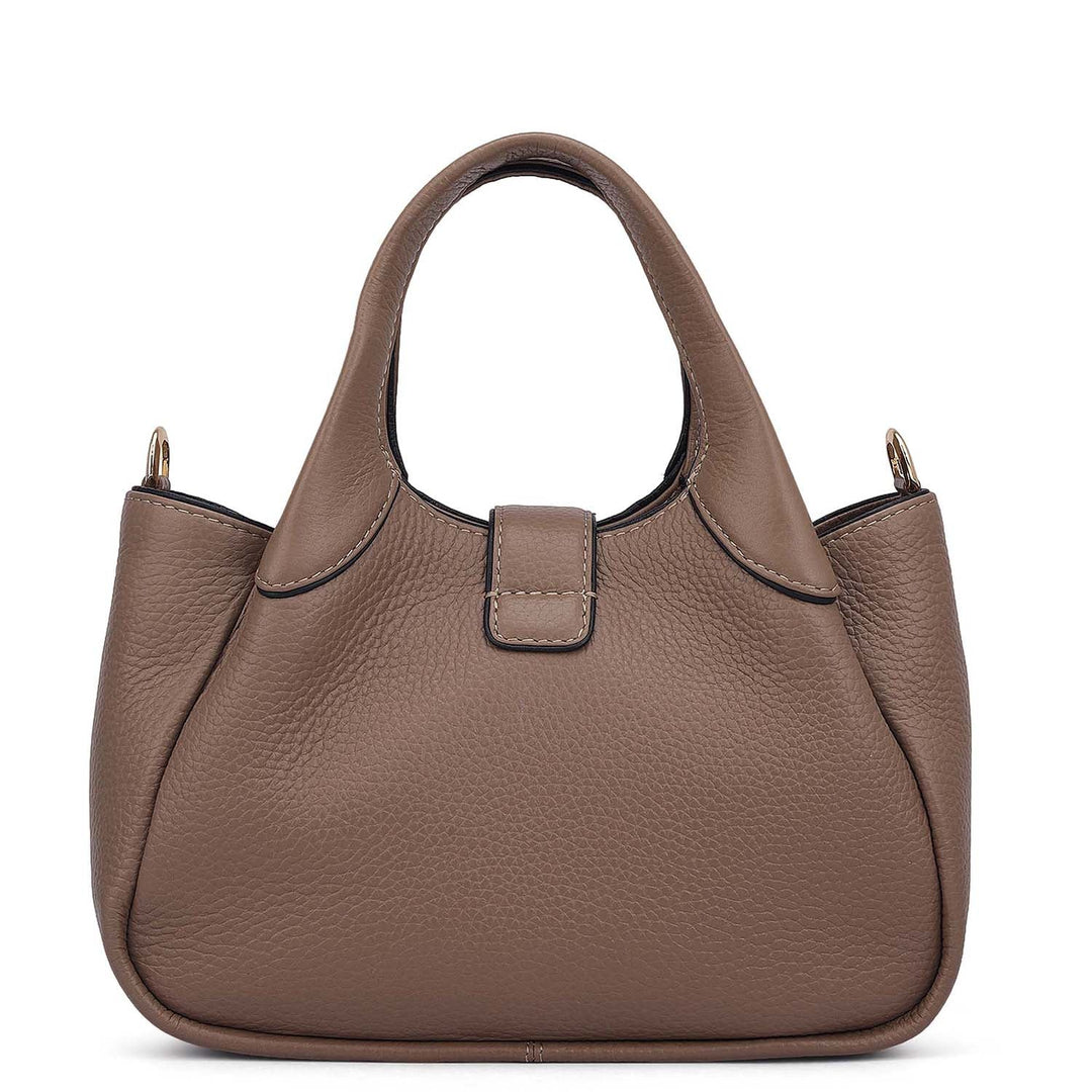Small Wax Leather Satchel - Greyish Taupe