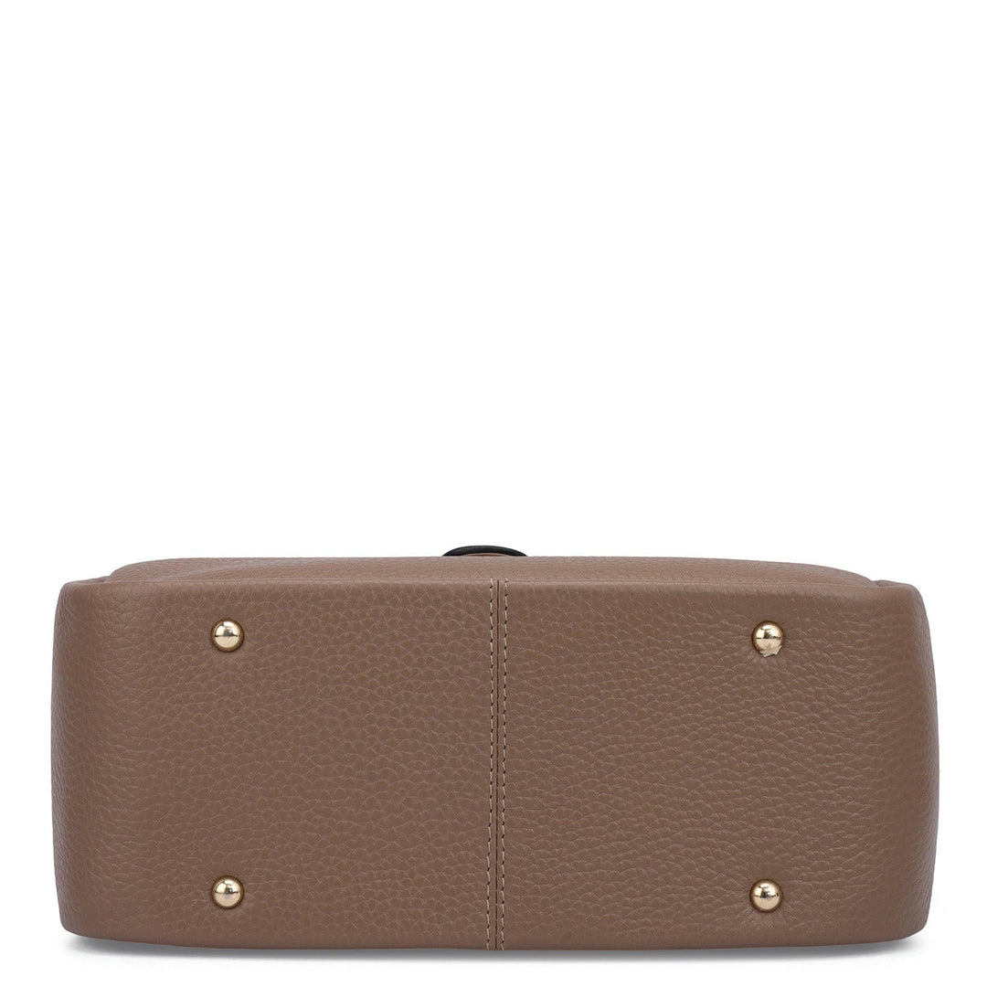 Small Wax Leather Satchel - Greyish Taupe